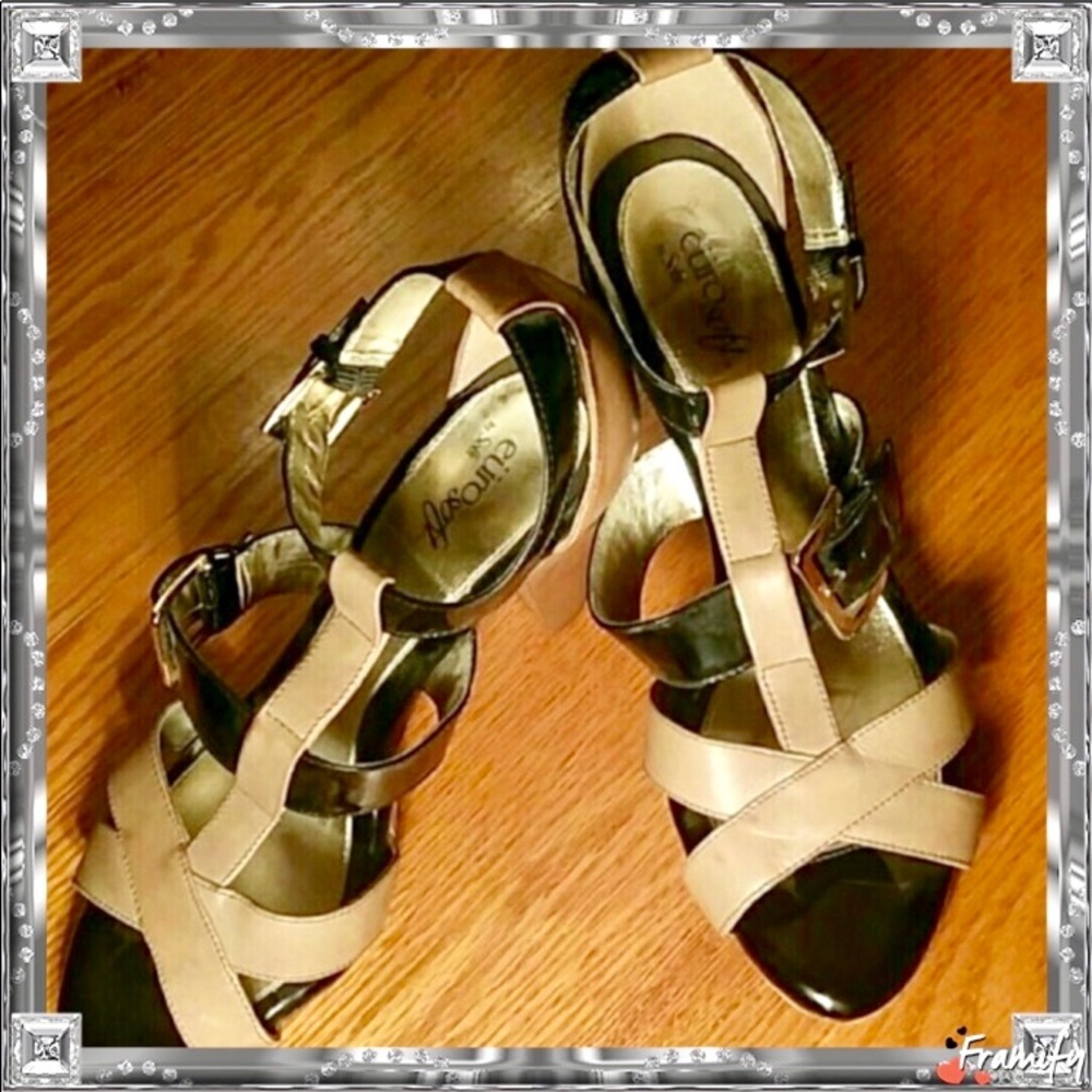 Two Tone Brown & Black 4" Heels sz 9